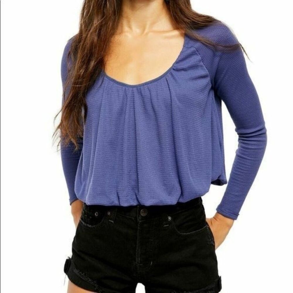 Free People Purple Bondi Thermal Long Sleeve Shirt Size Medium NWT